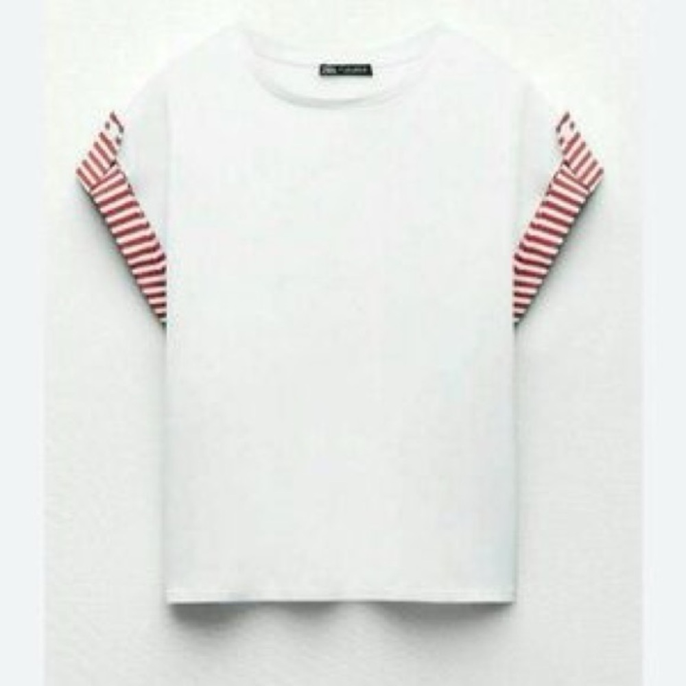 ZARA - white and red striped top